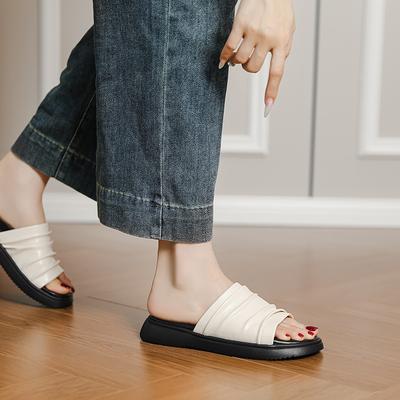 Super Comfortable~ Resort Beach Fold Casual One-and-a-half Slippers Women's 2025 Summer Wear Light Open-toed Slippers