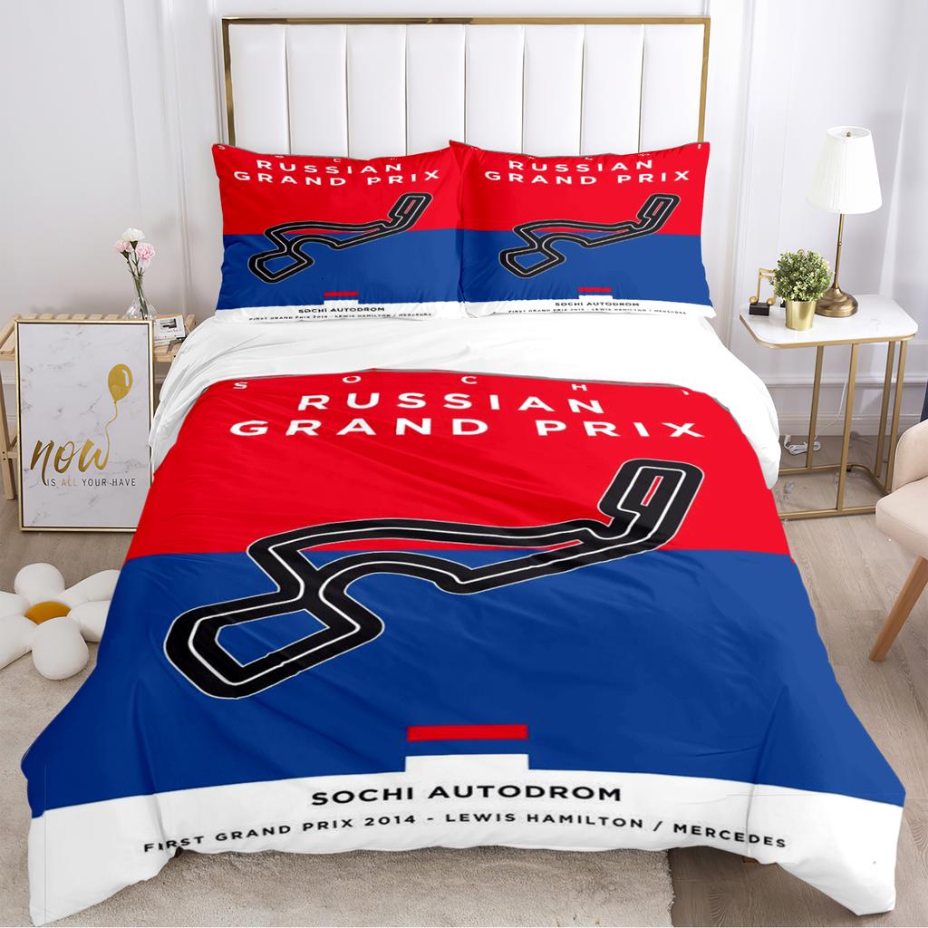 F1 International Track Duvet Cover Comforter Bedding Set Soft Quilt Cover and Pillowcases for Teens Boy Single/Double/Queen/King