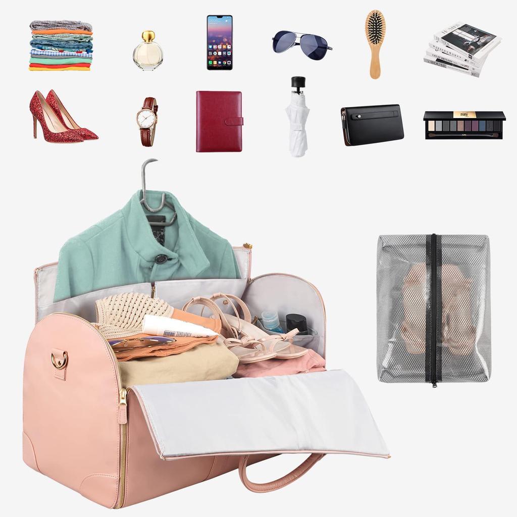 Versatile Women's Folding Travel Suit Bag: Multi-Function PU Storage with Large Capacity & Portability