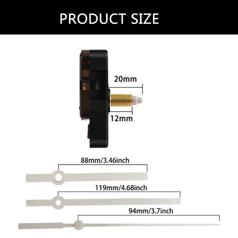 Quiet Quartzs Clock Movement Mechanism with Long Shaft Thread Motor and Metal Hands Kits for Clock Crafting Projects