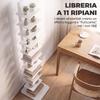 Libreria Moderna A 11 Ripiani Salvaspazio In Stile Industriale 34.5x41.5x163.5 Cm Bianco