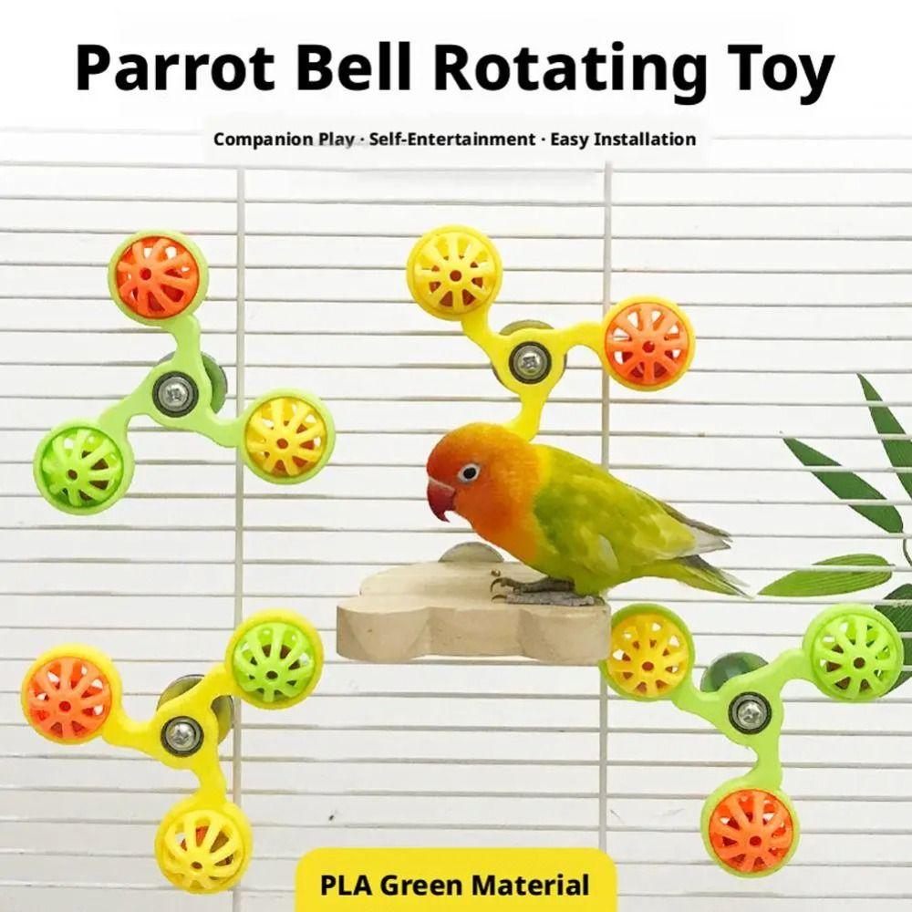 Hanging Parrot Wheel with Bell Interactive Bird Cage Toy for Chewing Parrot Spinner  Bird Cage Use