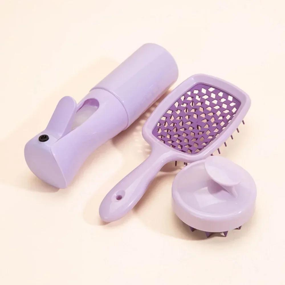 4Pcs Silicone Scalp Massage Comb Detangling Hair Brush Hairdressing Hair Dye Applicator Bottle Spray Bottle Barber Styling Tools