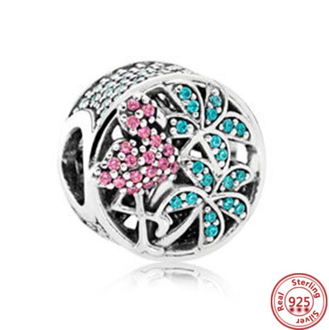 925 Sterling Copper Cartoon Bird Parrot Owl Swallow Feathers Cute Pendant DIY Beads Fit Original Pantaro Charms Bracelet Zircon