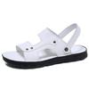 Men White  Flats Sandals Summer Brown Wide Head Roman Sandals Retro Black Leather Beach Shoes Plus Size