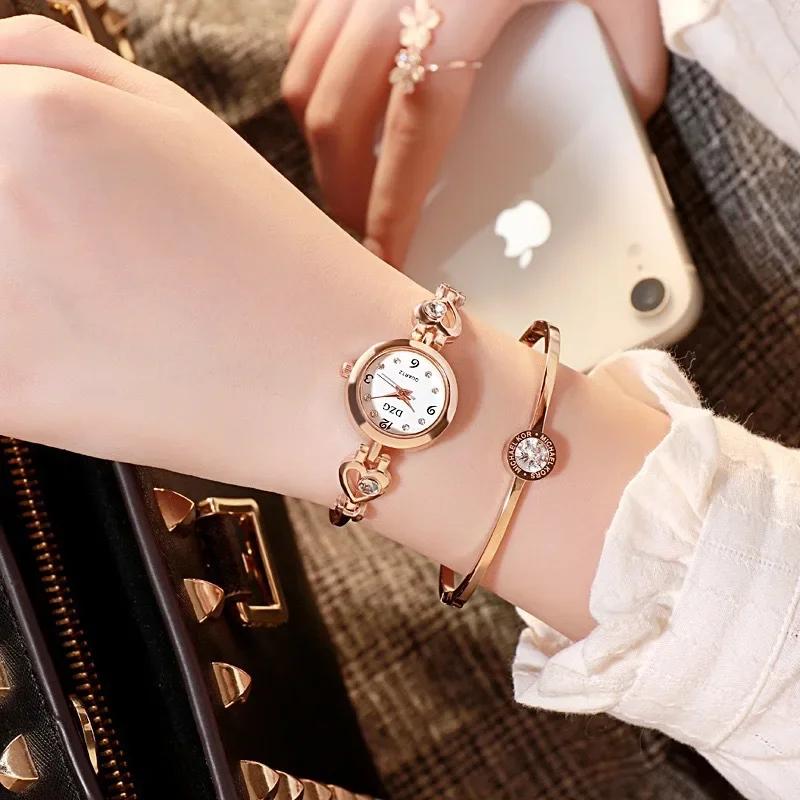 Fashion Women Heart Bracelet Watch Rose Gold Quartz Watch Wristwatch Women Dress Casual Bracelet Watches Gift Accessories