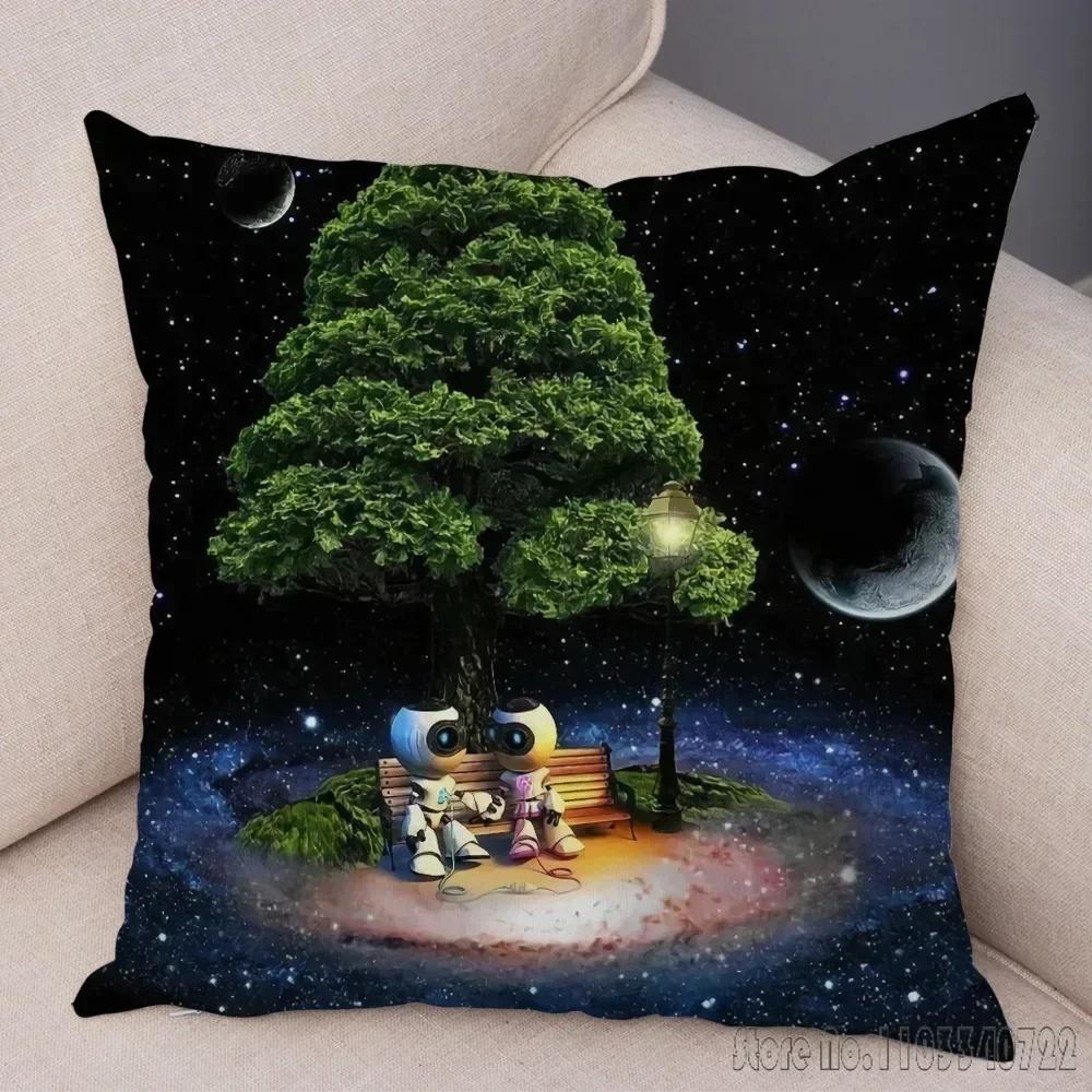 Anime Cartoon Astronauts Cosmic Sky Cushion Cover Plush Pillowcase Pillow Case Shams Party Sofa Home Decor 45x45cm Kids Gift