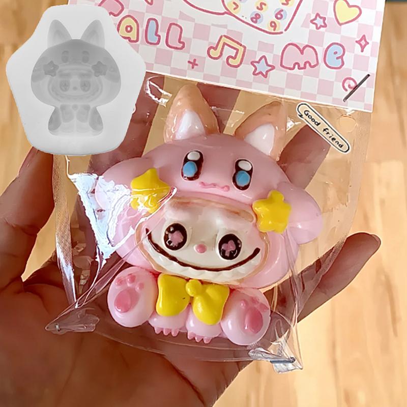 Kawaii Labubu Silikonform Søtt Tegneseriebilde Bakeform DIY Sjokoladekake Godteri Bakeform Håndverksverktøy