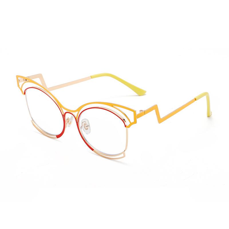 Rhaegal Monture Métallique Colorée Œil de Chat Lunettes Bloquant la Lumière Bleue Femme Design Élégant Verres Plans Lunettes Cosmétiques