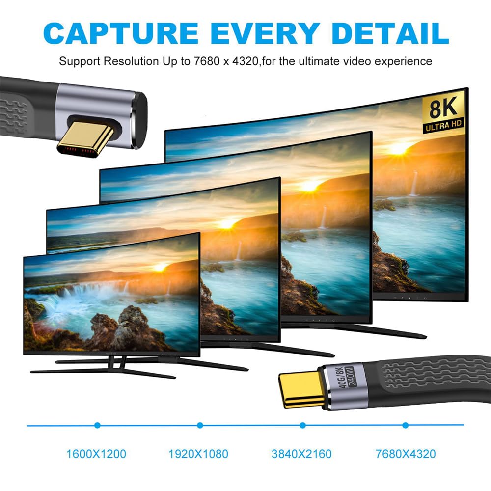 Xiwai 8K Plat Subțire FPC Date 240W Tată la Unghi Low Profile USB4 40Gbps 100W Cablu pentru Laptop 13cm Cablu, Tip-C USB-C Tată, Telefon,