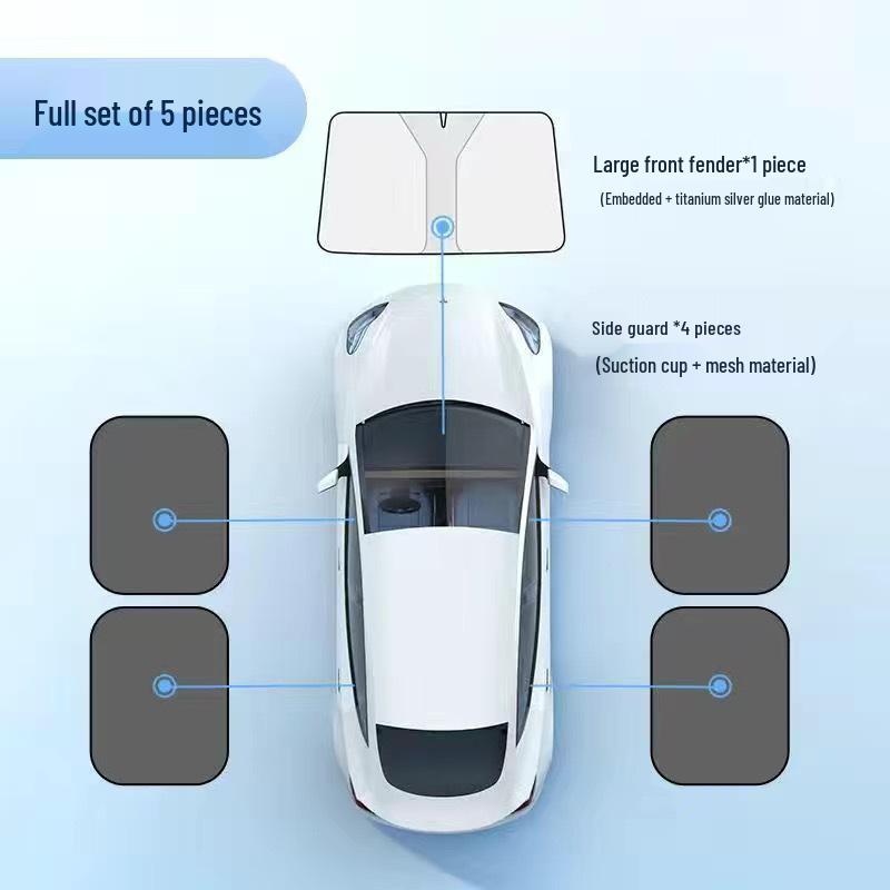 Silver-Coated Anti-Glare Car Sunshade Umbrella for Front and Side Windows