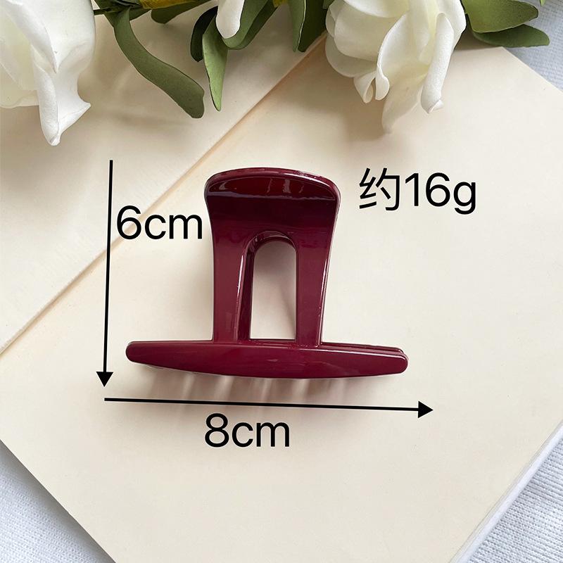 Acrylic Geometric Red Hair Claw for Women, Hair Styling Claw, Shark Clip, Back of Head Hair Accessory, Hairpin