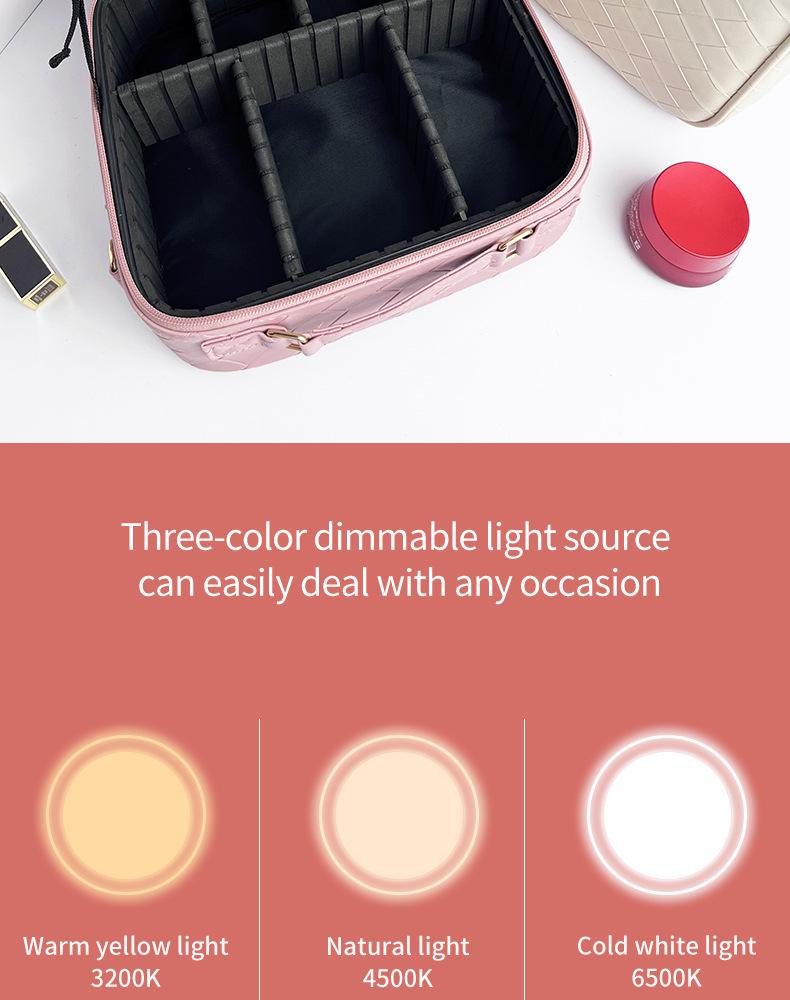 New 2025 LED Mirror Makeup Bag: Large-Capacity, Portable, Hanging Suitcase Storage for Women