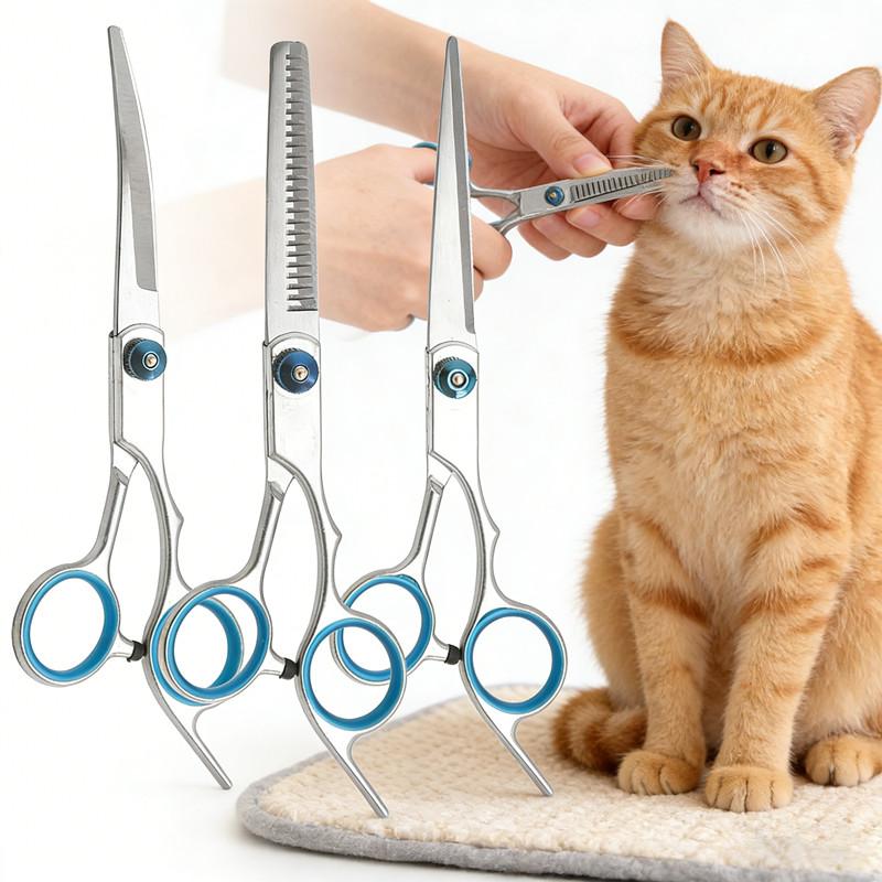 4Pcs Pet Safe Scissors - Ambidextrous Dog Grooming Shears With Safe, Round Head For Precision Trimming For Dogs & Cats