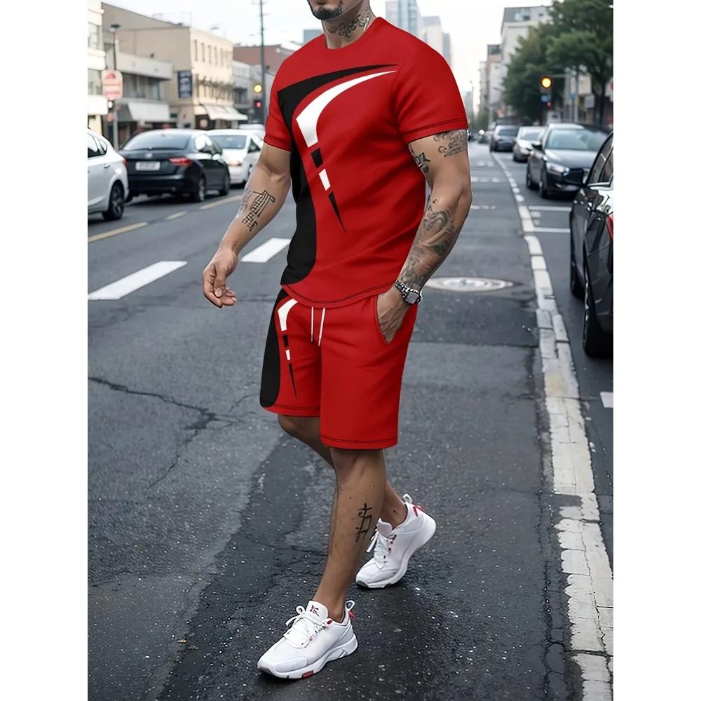 Daily Comfort Men's Striped Printed Sportswear Fashion Versatile Suit Casual Breathable Sport Wear Men’s
