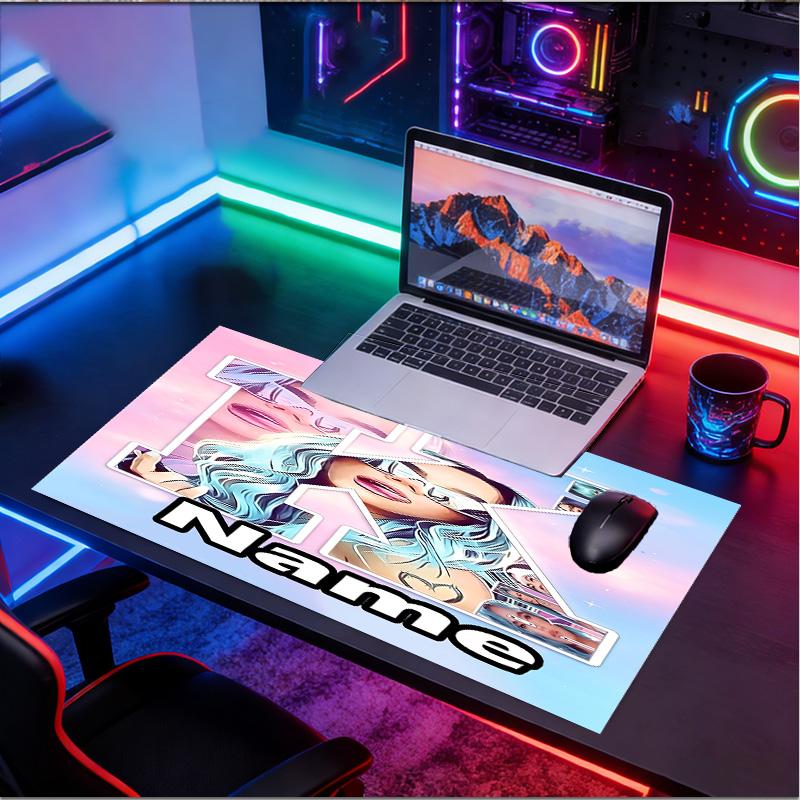 Custom Name Personalized Karol G Pattern Mousepad, Laptop PC Desk Mat, Decorative Desk Mat for Home Keyboard Pad Gift