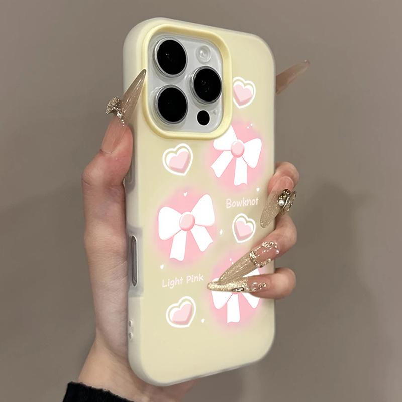 Rosa Schleife Einfache Macaron-Farben Gelee-Handyhülle Für iPhone 17 16 15 14 13 12 Pro Max 11 16 7 8 Plus 16E 17E Air X XS XR Hülle
