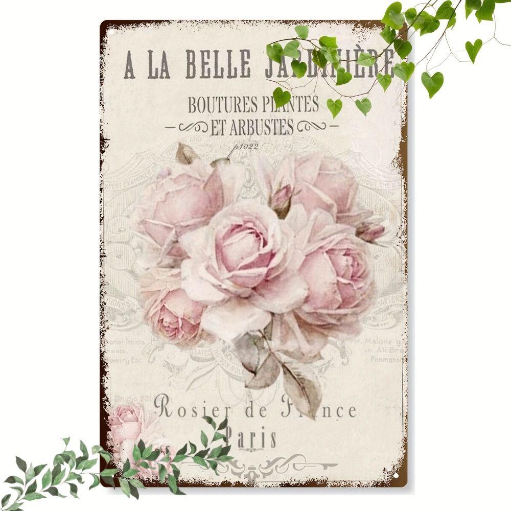 Vintage Metal Tin Sign Bird Feeding Chicks on Flowers Florist Decor For Living Room 20x30cm