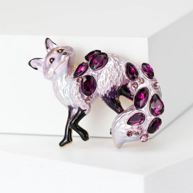 Crystal Fox Badge for Women Unisex Lovely Enamel Animal Party Casual Brooch Pins Gifts