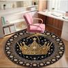 Royal Crown Stars Round Carpet Chair Cushion Round Entryway Rug, Soft Round Rugs for Living Room, Bedroom, Circle Carpet Decor Gifts