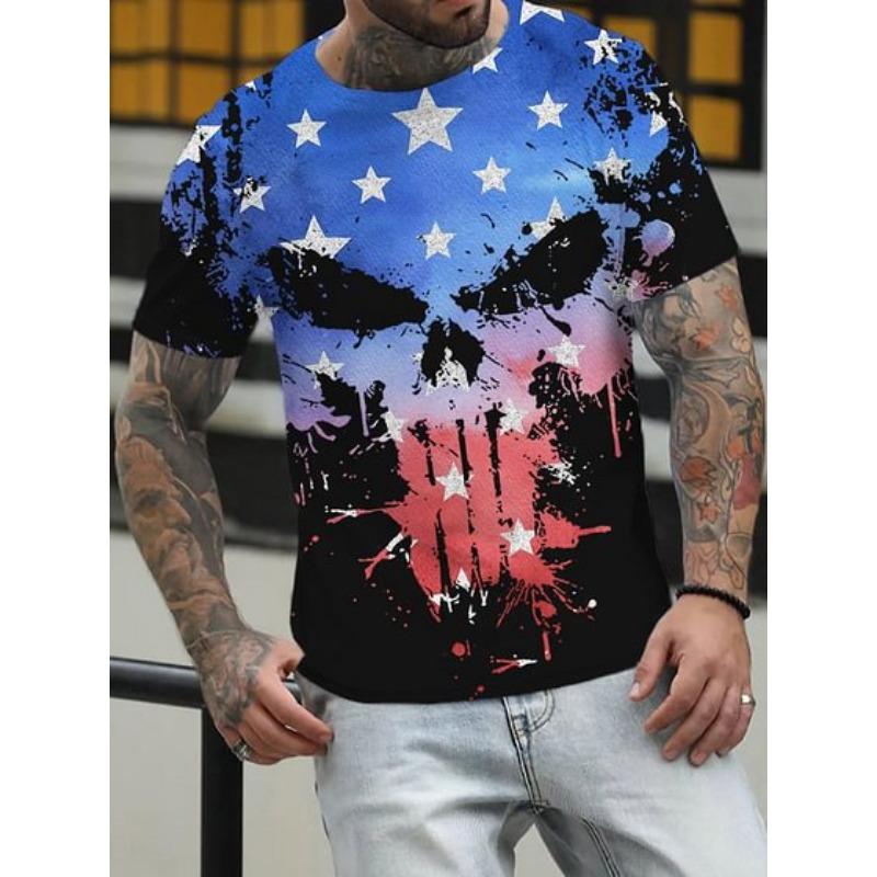 Men's Fashionable Casual 3D Printed Short Sleeved T-shirt for Summer Shirt