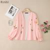 ZANZEA Women Floral Print Casual Long Sleeve Cardigan Blouse