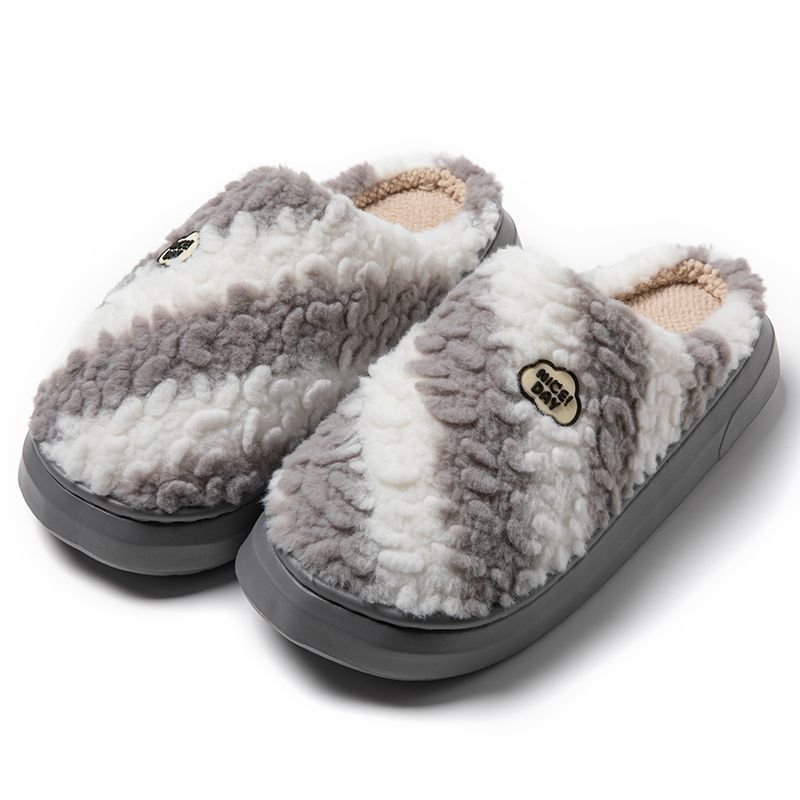 

Хлопковые тапочки мужские зимние новые домашние теплые плюшевые тапочки для пары нескользящие женские осенне-зимние size 44-45 [size 1-2 smaller shoes]