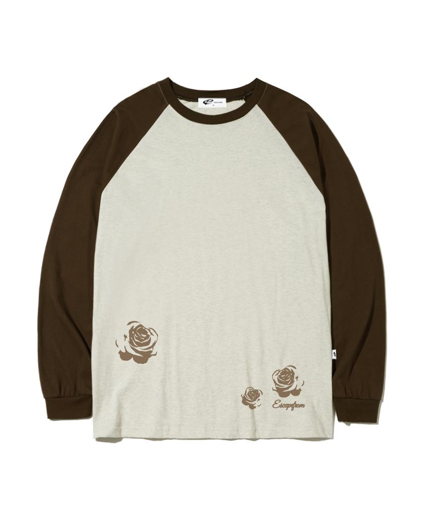 Escape From Rose Stamp Print Long Sleeve Brown L