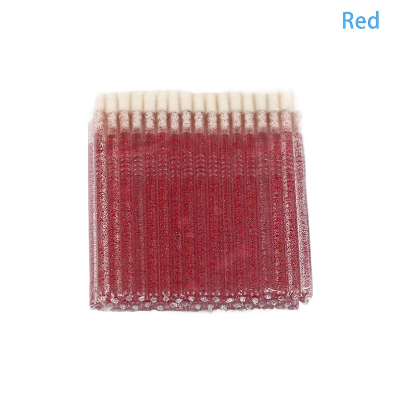 

50 шт. Одноразові пензлики для губ, пензлики для нарощування вій, аплікатори для туші, палички для помади, набір косметичних пластикових інструментів для макіяжу червоний