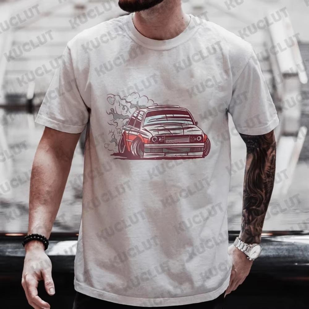 Men's Street T-shirt Car Motorsport Drifting Print Tops Tees Summer T Shirt Stylish Oversized Tee Shirt for Men Tshirt Clothing