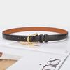 New Korean Version Retro Top Layer Cowhide Belt for Women Simple Black Versatile Genuine Leather Belt Retro Gold Buckle Jeans Belt