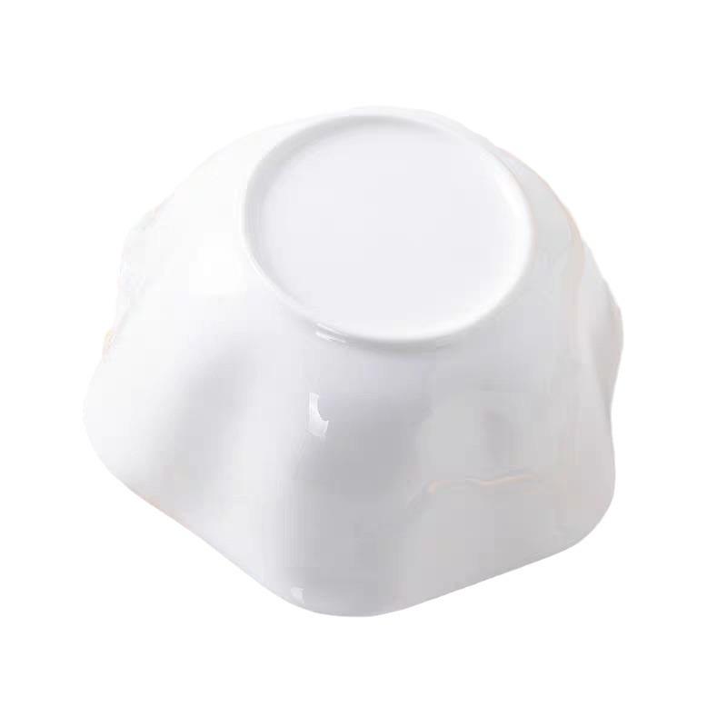 White Lotus Bone China Bowl: Western-Style Large Ceramic Noodle/Salad/Soup Bowl