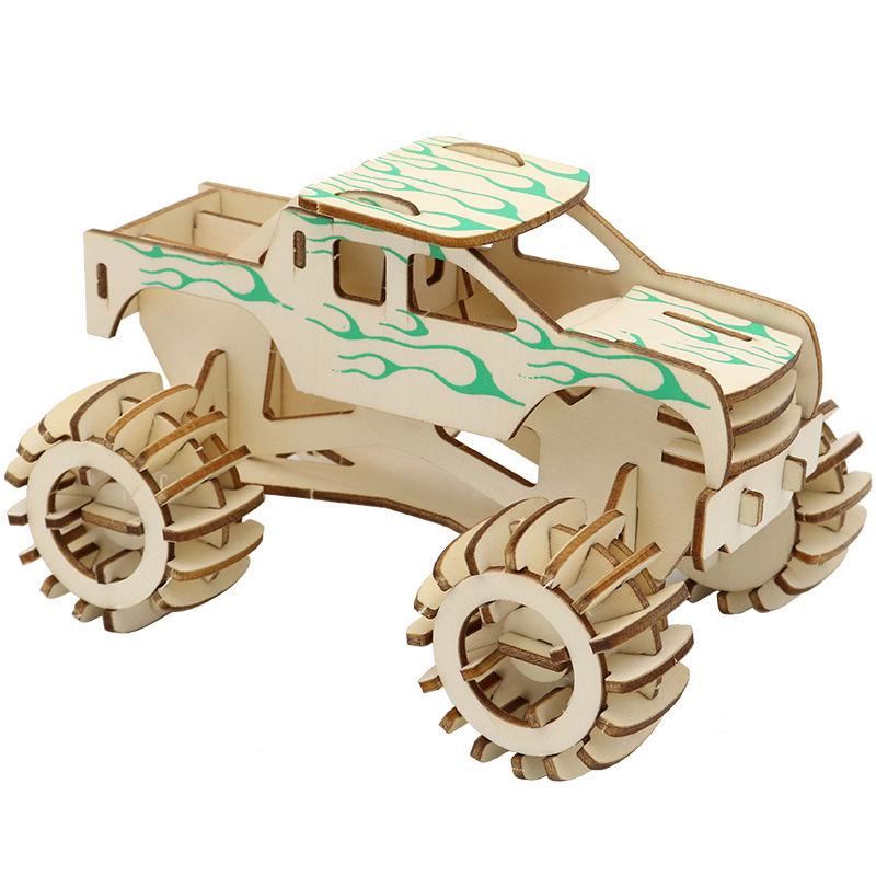 Bigfoot Wooden 3D Car Puzzle - Handmade Assembly Model for Kids