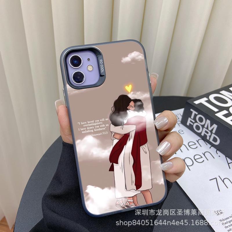 Hug Couple for Apple 15 Colored Silver iPhone14Pro Creative 11promax Matte 16 Protective Case 17