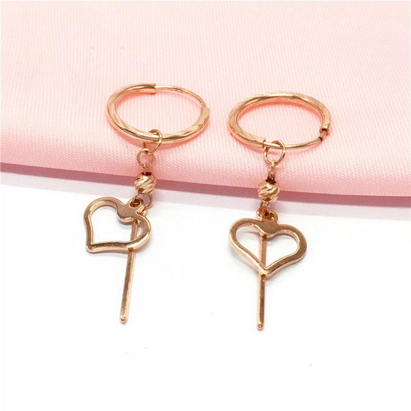 Exquisite Russian 585 Purple Gold Earrings Plated With Rose Gold Color Gold Light Luxury Foreign Style Fashion Key Love Earrings
