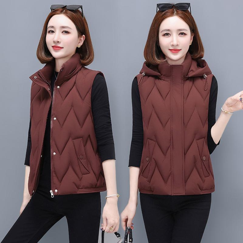 New Vest Vest Autumn and Winter Light Down Cotton Jacket Short Middle Aged and Elderly Wearing Vest Women