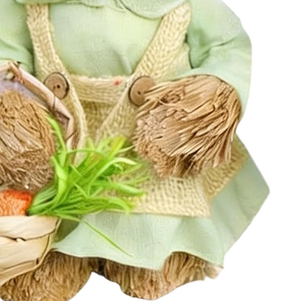 35cm Straw Rabbit Figurine Festive Animal Sculpture Easter Bunny Decoration for Table Centerpiece Indoor Bedroom Easter Decor