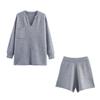 Za Autumn New Women Clothes 2025 Western Style Versitile Fashion Simple Curling Knitted Top Shorts Set