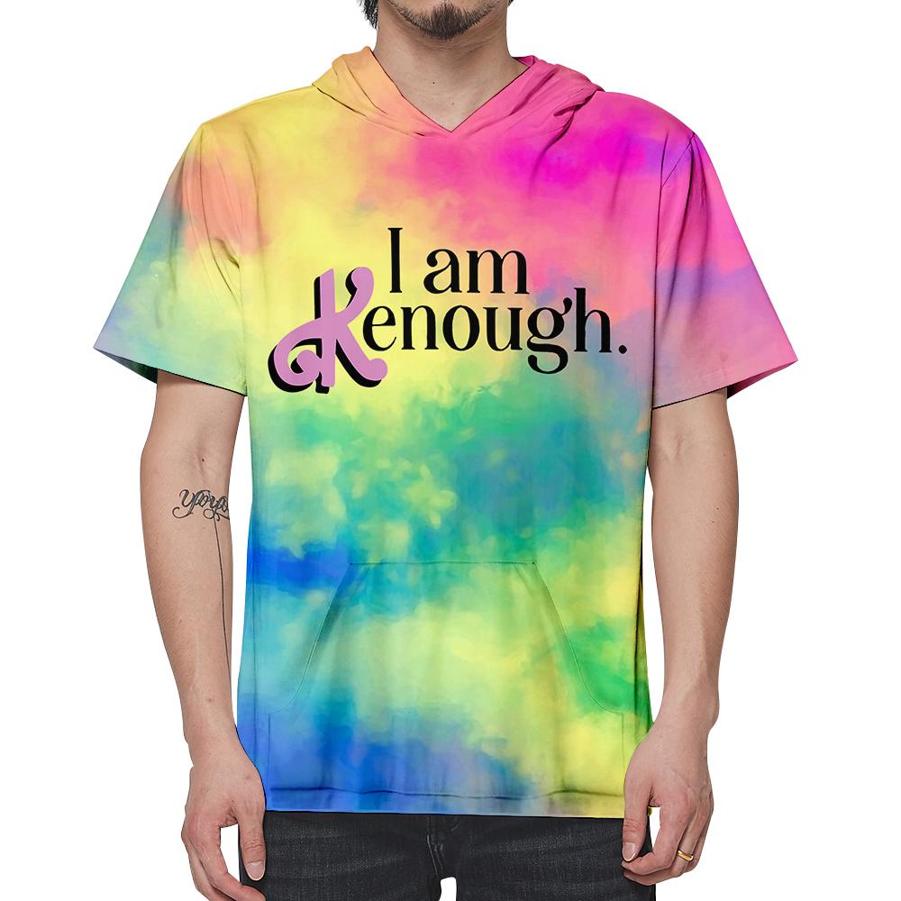 

New Men s Fashion Hooded I AM Kenough Short-Sleeved T-shirt Summer Casual Sports T Shirt Hoodies