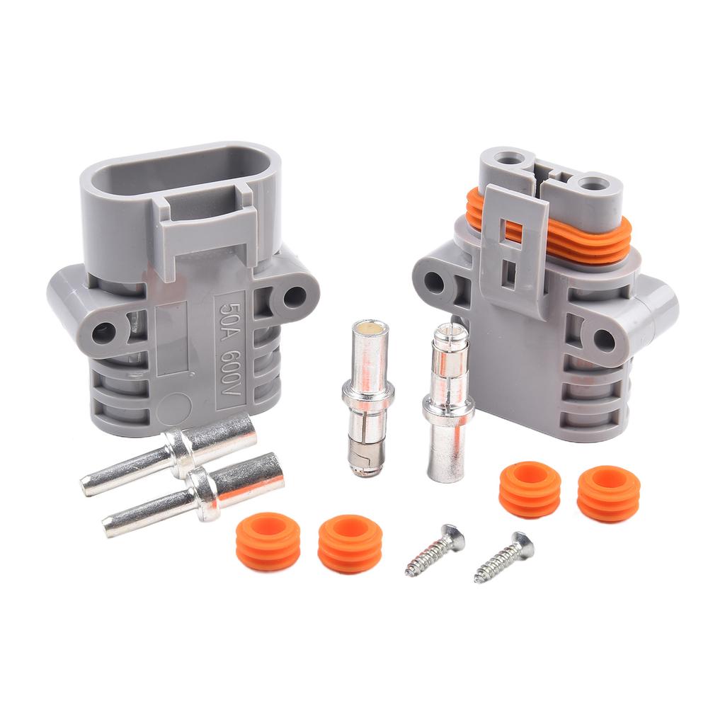 50A 600V Waterproof Male/Female Connector for Electric Vehicle Battery Straight High Power Charging Cable with Dustproof Design