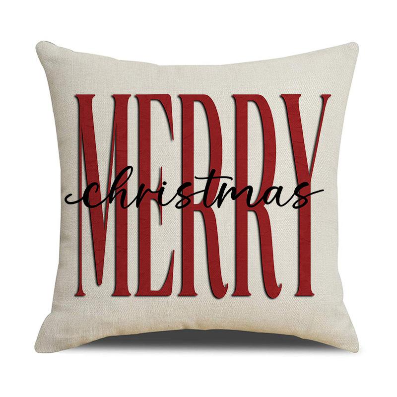 

Рождественская наволочка Мультяшный лось Снеговик Квадратная наволочка Льняная с принтом Украшение для гостиной Диванная подушка 45 * 45Cm (pillowcase only)