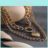 Stylish Geometric Heart Pendant Double Layer Chain Necklace For Women In Trendy Gold And Silver