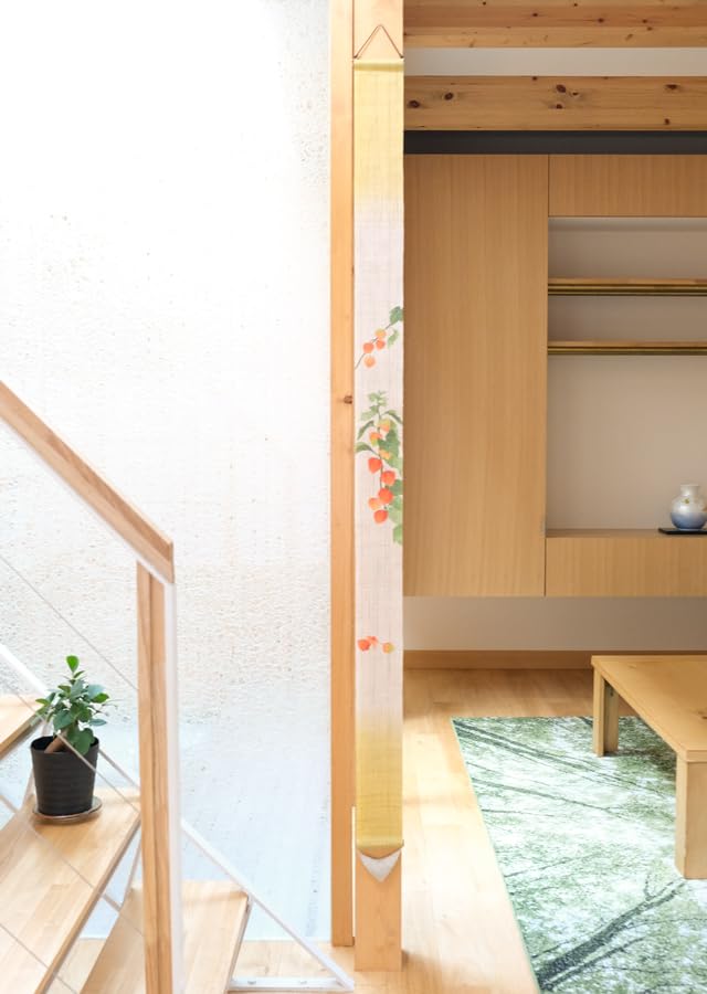 Kyoto Rakushian Noren Narrow Tapestry Linen Tapestry Narrow Tapestry Hanging Scroll Interior Japanese Modern Japanese Style Ts-802 "Hozuki" Hand-dyed