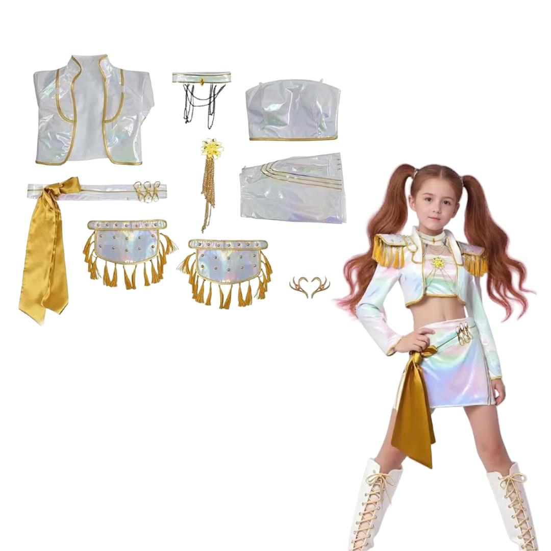 

Румі Зої Міра Косплей Костюм Kpop Демон Хантрікс Мисливці для Дітей Дівчинка Немовля Група Ідол Рольова Гра Хелловін Карнавальний Костюм 110cm