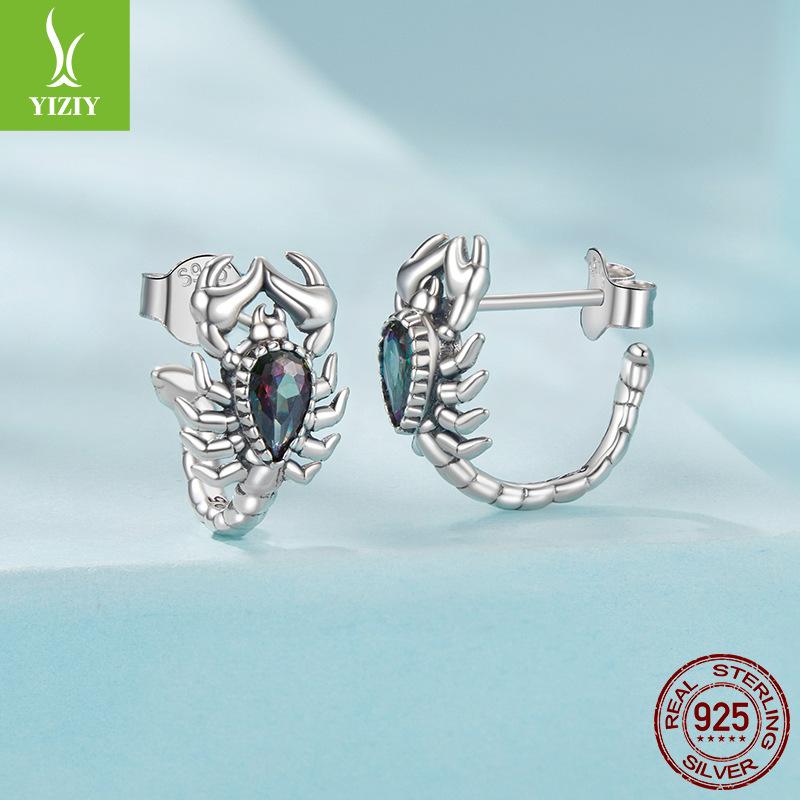 S925 Sterling Silver Retro Scorpion Stud Earrings Cross-Border Ins Style Personalized Creative Men'S And Women'S Earrings