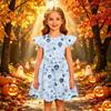 Kids Casual Halloween Printed Sleeve Dress for Party and Holiday