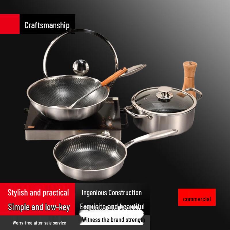 Sule 3-Piece Stainless Steel Non-Stick Cookware Set