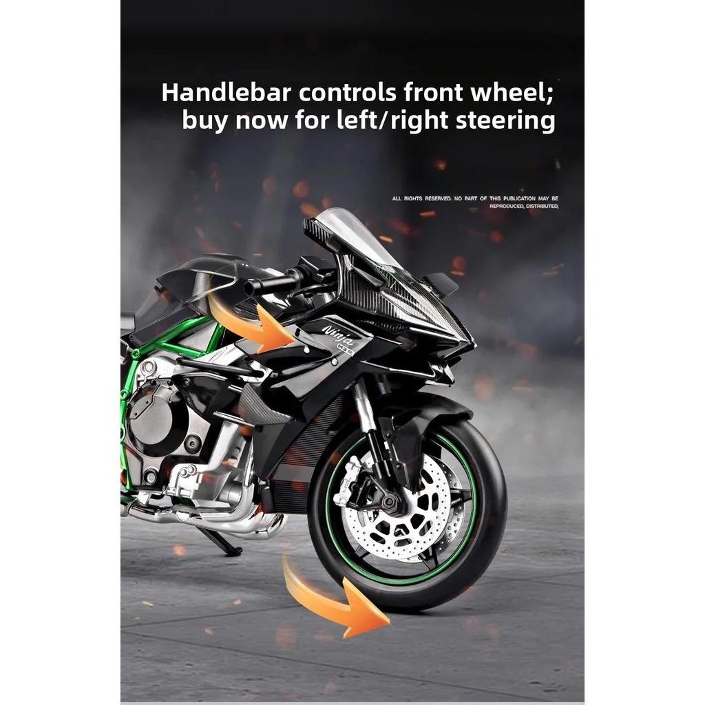 Large Size 1/9 Kawasaki H2R Simulation Spray Motorcycle Model Toy Simulation Alloy Motorcycle Model Boy Car Collection Handmade Gift