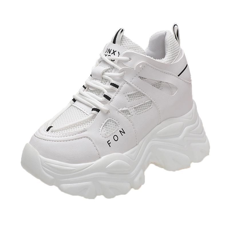 Mode Damen Chunky Sneakers 2025 Mode Plateau Sneakers Damen Marken Keile Freizeitschuhe für Frau Leder Sport Dad Schuhe 10cm