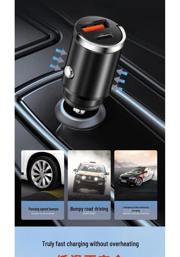 Pull-Ring Dual USB Fast Car Charger with Hidden 200W Flash Charge & Multi-Function Cigarette Lighter